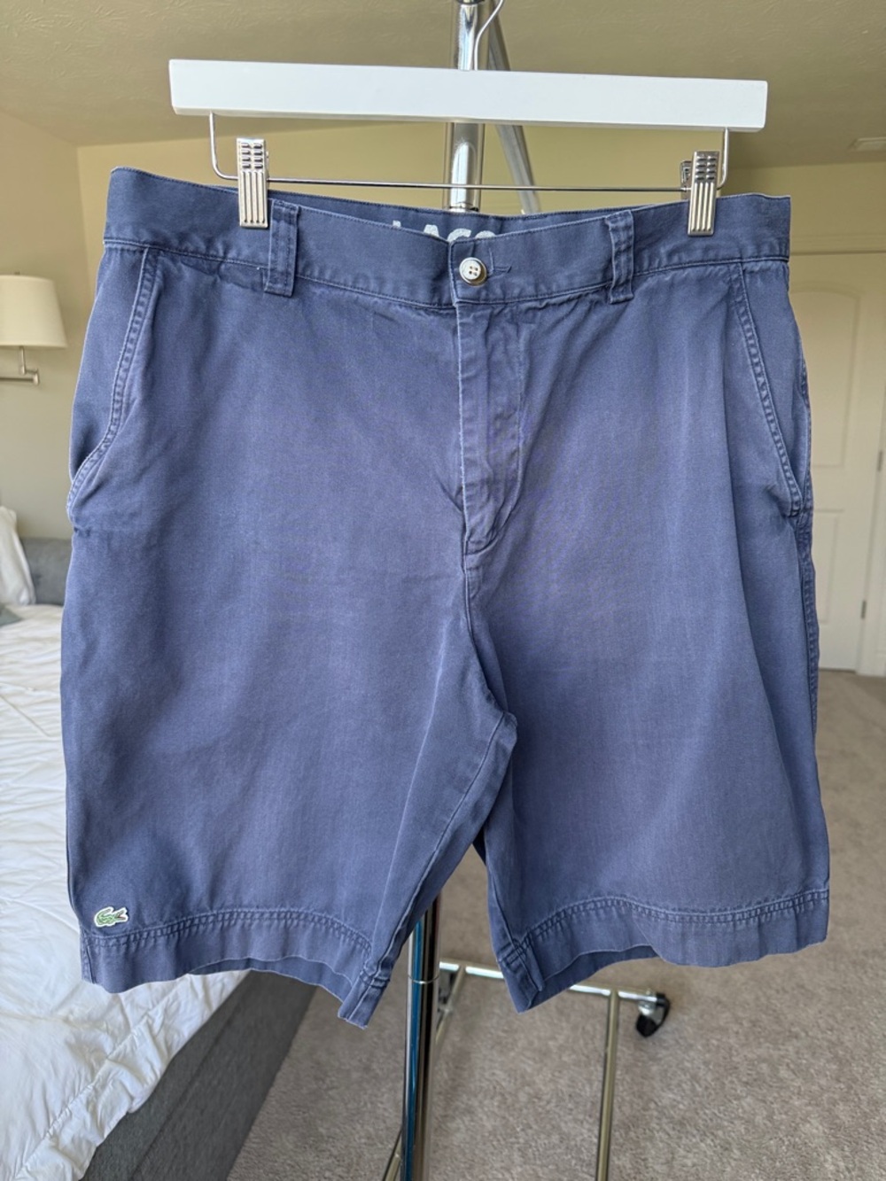 Lacoste Men's Navy Blue Flat Front Cotton Shorts